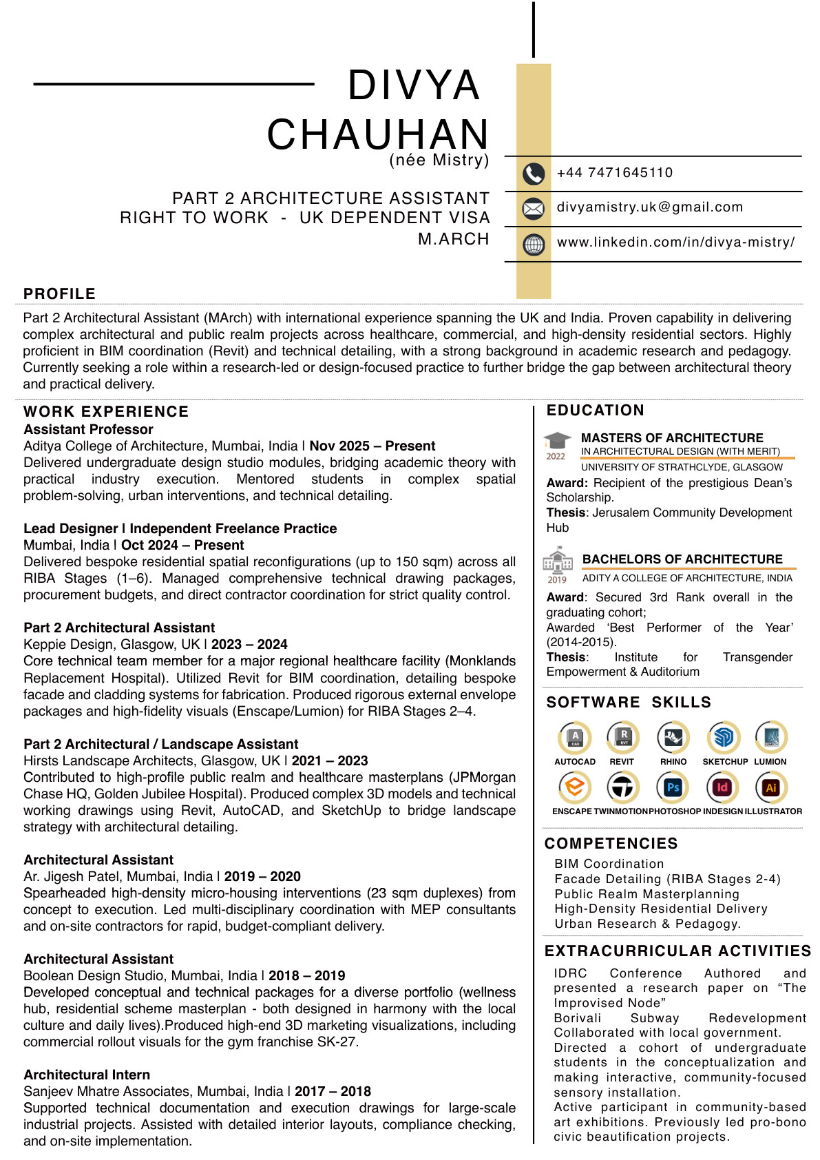 Divya Chauhan CV page